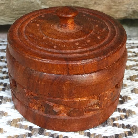 VTG Wood Box India Jewelry Bohemian Trinket